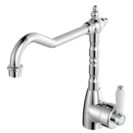 Eleanor Shepherds Crook Kitchen Sink Mixer Chrome White Handle fienza