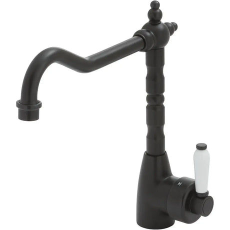 Eleanor Shepherds Crook Sink Mixer, Matte Black / Ceramic fienza