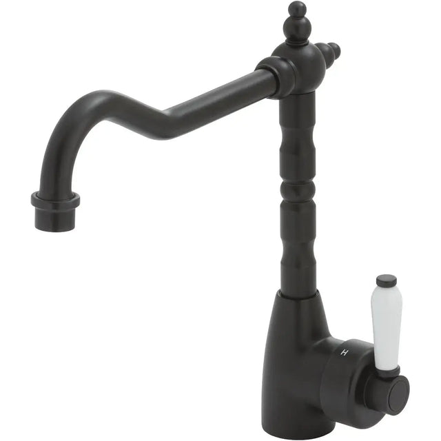 Eleanor Shepherds Crook Sink Mixer, Matte Black / Ceramic fienza