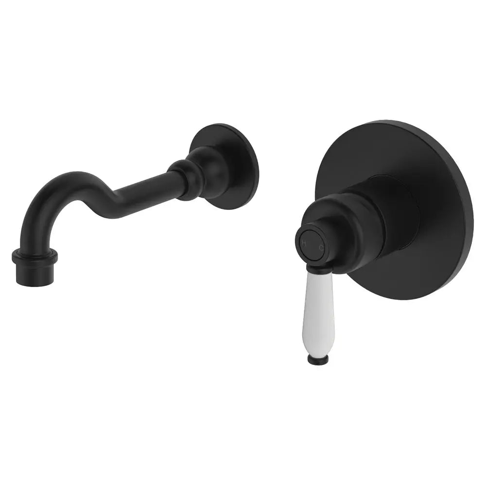 Eleanor Wall Basin/Bath Mixer Set, Matte Black / Ceramic fienza