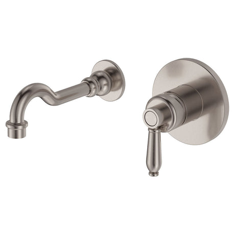 Eleanor Wall Basin/Bath Mixer Set, Brushed Nickel / Brushed Nickel fienza