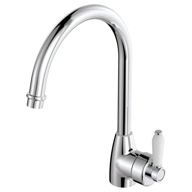 Eleanor Gooseneck Sink Mixer, Chrome / Ceramic fienza