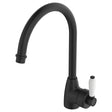 Eleanor Gooseneck Sink Mixer, Matte Black / Ceramic fienza