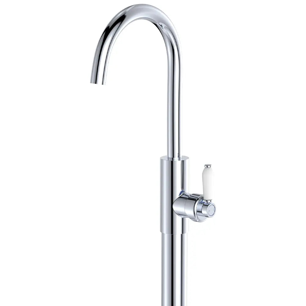 Eleanor Floor Mounted Basin/Bath Mixer, Chrome / Ceramic fienza