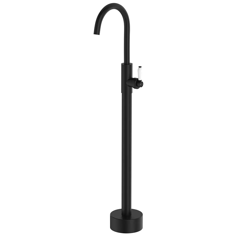 Eleanor Floor Mounted Basin/Bath Mixer, Matte Black / Ceramic fienza