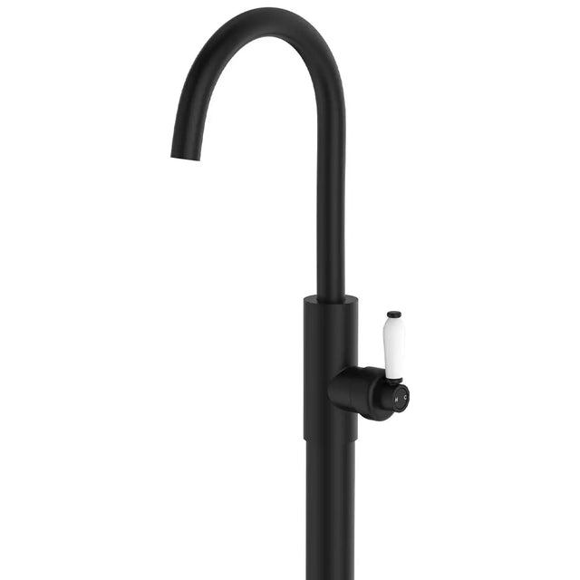 Eleanor Floor Mounted Basin/Bath Mixer, Matte Black / Ceramic fienza
