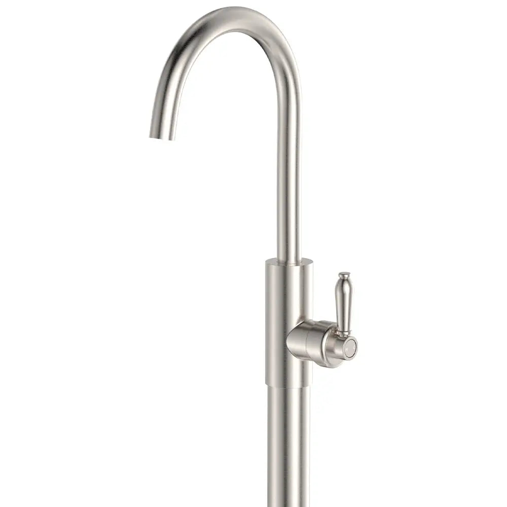 Eleanor Floor Mounted Basin/Bath Mixer, Brushed Nickel / Brushed Nickel fienza
