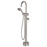 Eleanor Floor Mixer & Shower, Brushed Nickel / Ceramic fienza