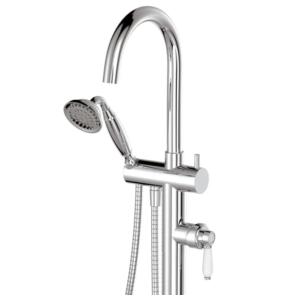 Eleanor Floor Mixer & Shower, Chrome / Ceramic fienza