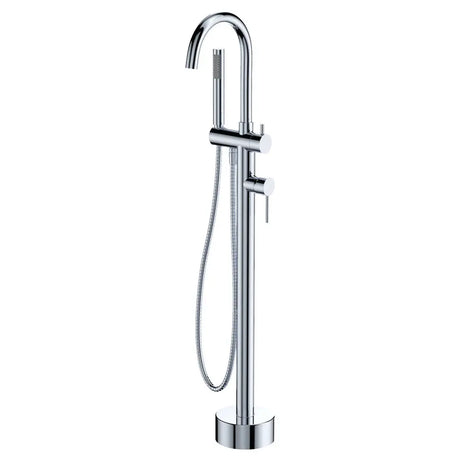 Kaya Floor Mounted Bath Mixer With Hand Shower, Chrome fienza