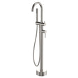 Kaya Floor Mounted Bath Mixer With Hand Shower, Brushed Nickel fienza