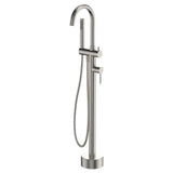 Kaya Floor Mounted Bath Mixer With Hand Shower, Brushed Nickel fienza