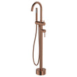 Kaya Floor Mounted Bath Mixer With Hand Shower, Brushed Copper fienza