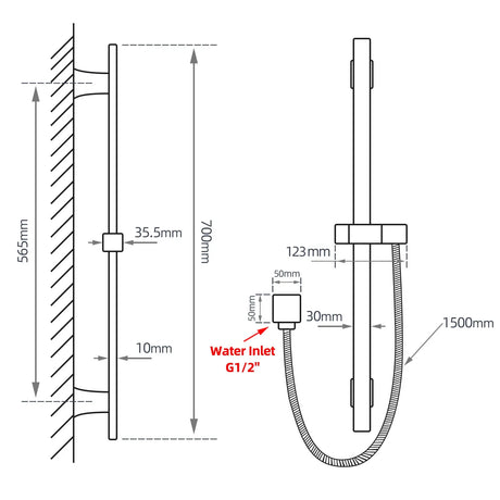 Chrome Shower Rail Aquaperla