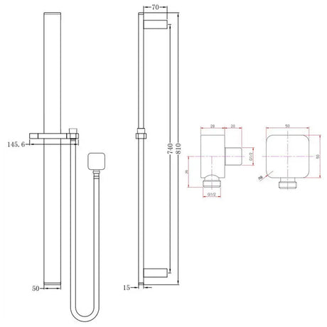 Chrome Shower Rail Aquaperla