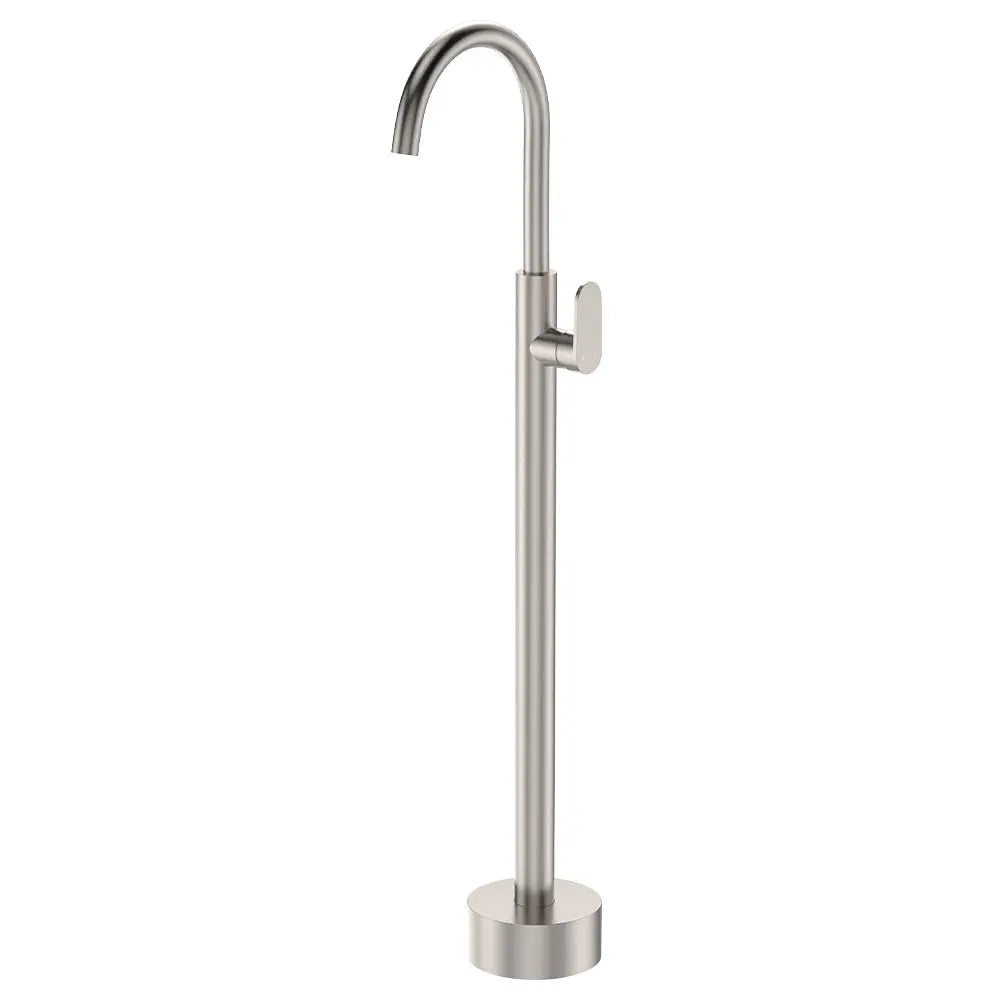 Empire Slim Floor Mounted Basin/Bath Mixer, Brushed Nickel fienza