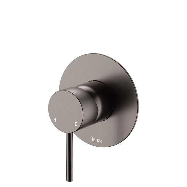 Kaya Wall Mixer, Large Round Plate, Gun Metal fienza