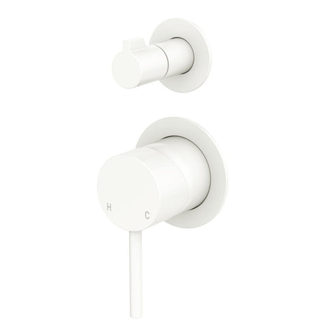 Kaya Wall Diverter Mixer, Small Round Plates, Matte White fienza