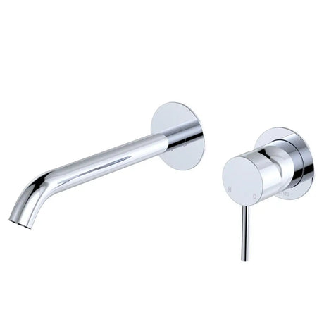Kaya Basin/Bath Wall Mixer Set, Round Plates, 200mm Outlet, Chrome fienza