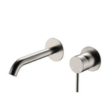 Kaya Basin/Bath Wall Mixer Set, Round Plates, 160mm Outlet, Brushed Nickel fienza