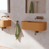 Kaya Basin/Bath Wall Mixer Set, Round Plates, 160mm Outlet, Brushed Copper fienza