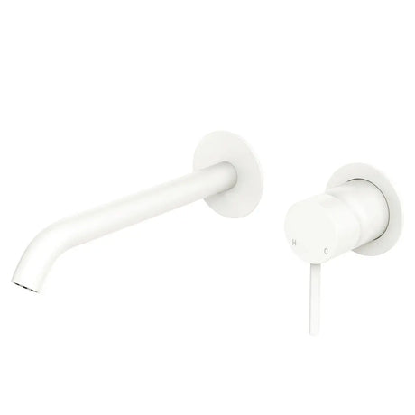 Kaya Basin/Bath Wall Mixer Set, Round Plates, 200mm Outlet, Matte White fienza