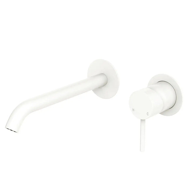 Kaya Basin/Bath Wall Mixer Set, Round Plates, 200mm Outlet, Matte White fienza