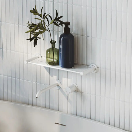 Kaya Basin/Bath Wall Mixer Set, Round Plates, 200mm Outlet, Matte White fienza