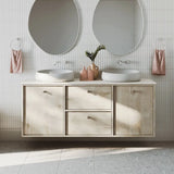 Kaya Basin/Bath Wall Mixer Set, Round Plates, 200mm Outlet, Matte White fienza