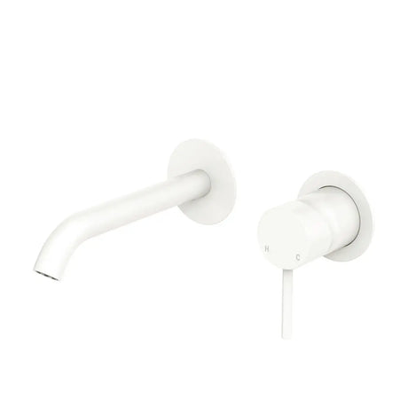 Kaya Basin/Bath Wall Mixer Set, Round Plates, 160mm Outlet, Matte White fienza