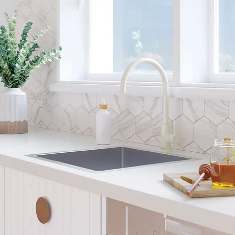 Kaya Ambience Sink Mixer, Gloss Warm White fienza