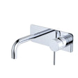 Kaya Basin/Bath Wall Mixer Set, Rectangular Plates, 130mm Outlet, Chrome fienza
