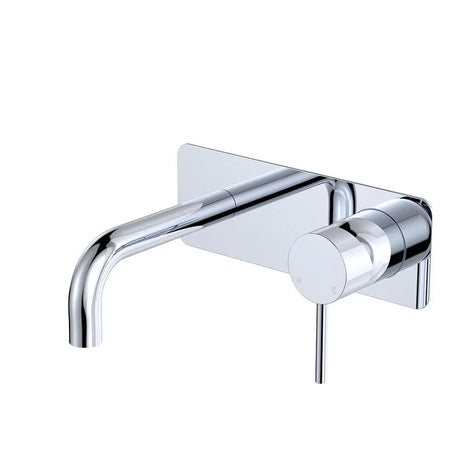 Kaya Basin/Bath Wall Mixer Set, Rectangular Plates, 130mm Outlet, Chrome fienza