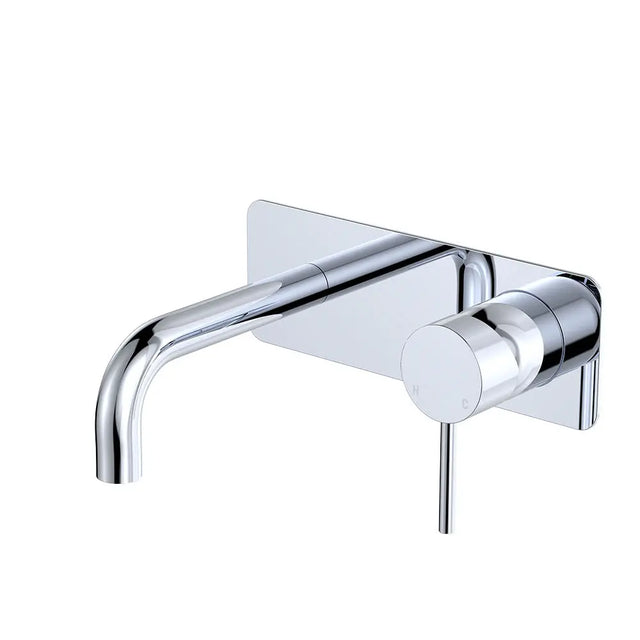 Kaya Basin/Bath Wall Mixer Set, Rectangular Plates, 130mm Outlet, Chrome fienza
