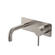 Kaya Basin/Bath Wall Mixer Set, Rectangular Plates, 130mm Outlet, Brushed Nickel fienza