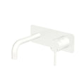 Kaya Basin/Bath Wall Mixer Set, Rectangular Plates, 130mm Outlet, Matte White fienza