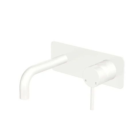 Kaya Basin/Bath Wall Mixer Set, Rectangular Plates, 130mm Outlet, Matte White fienza