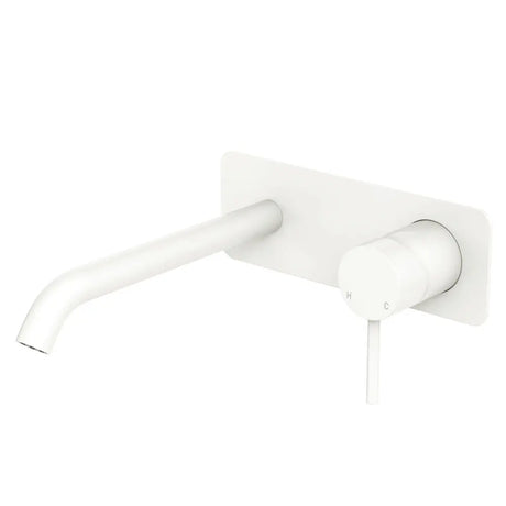 Kaya Basin/Bath Wall Mixer Set, Rectangular Plate, 200mm Outlet, Matte White fienza