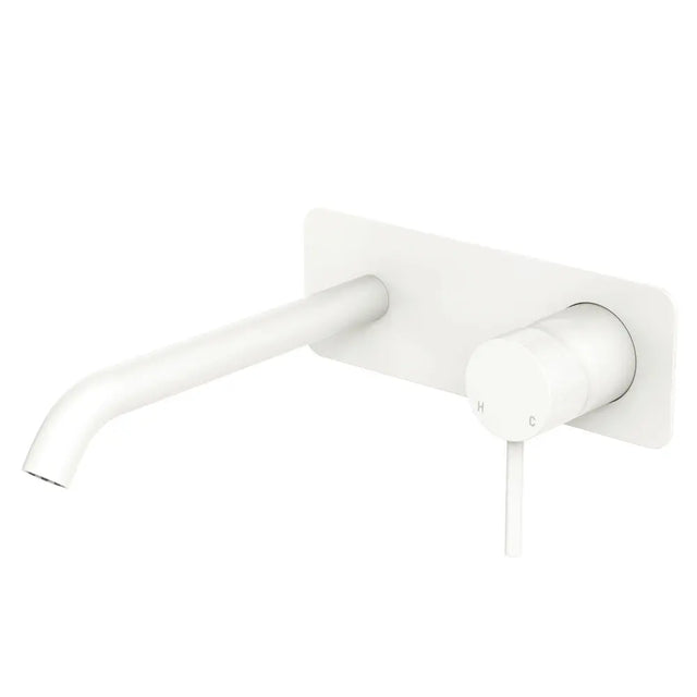 Kaya Basin/Bath Wall Mixer Set, Rectangular Plate, 200mm Outlet, Matte White fienza