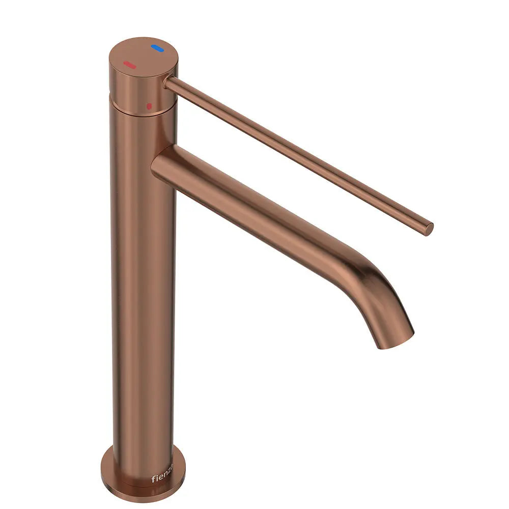 Kaya Care Tall Basin Mixer, Brushed Copper fienza