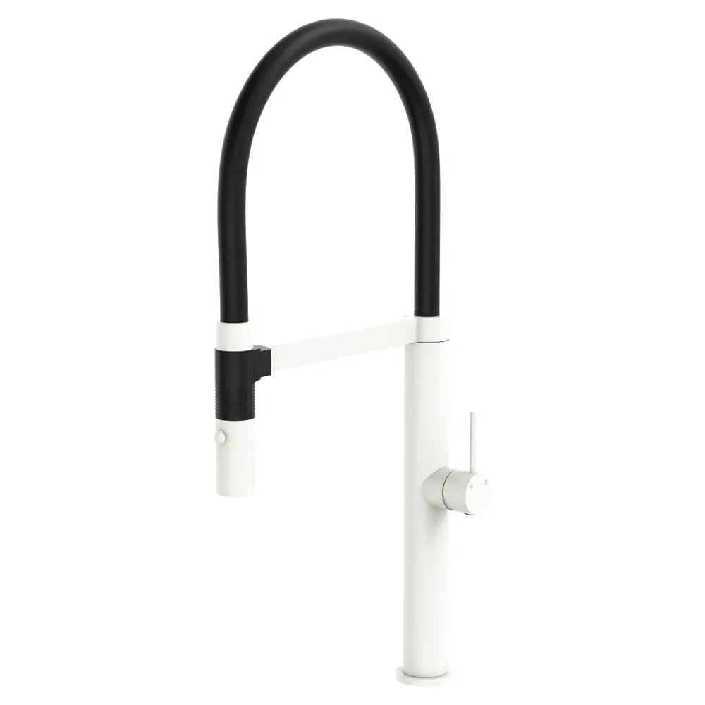 Kaya Pull Down Sink Mixer, Matte White Mixed fienza