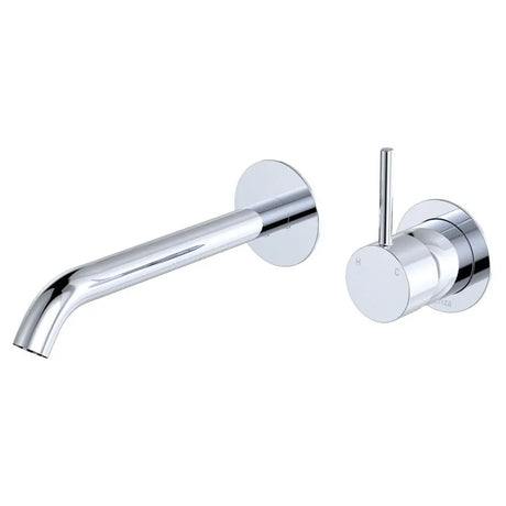 Kaya Up Basin/Bath Wall Mixer Set, Round Plates, 200mm Outlet, Chrome fienza
