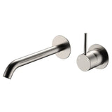Kaya Up Basin/Bath Wall Mixer Set, Round Plates, 200mm Outlet, Brushed Nickel fienza