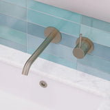Kaya Up Basin/Bath Wall Mixer Set, Round Plates, 200mm Outlet, Brushed Nickel fienza