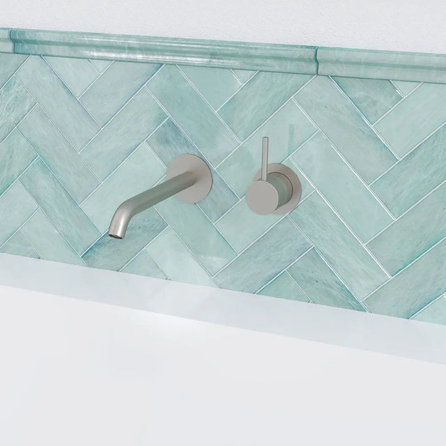Kaya Up Basin/Bath Wall Mixer Set, Round Plates, 160mm Outlet, Brushed Nickel fienza