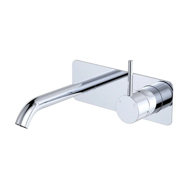 Kaya Up Basin/Bath Wall Mixer Set, Rectangular Plate, 160mm Outlet, Chrome fienza