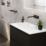 Kaya Up Basin/Bath Wall Mixer Set, Rectangular Plate, 160mm Outlet, Matte Black fienza