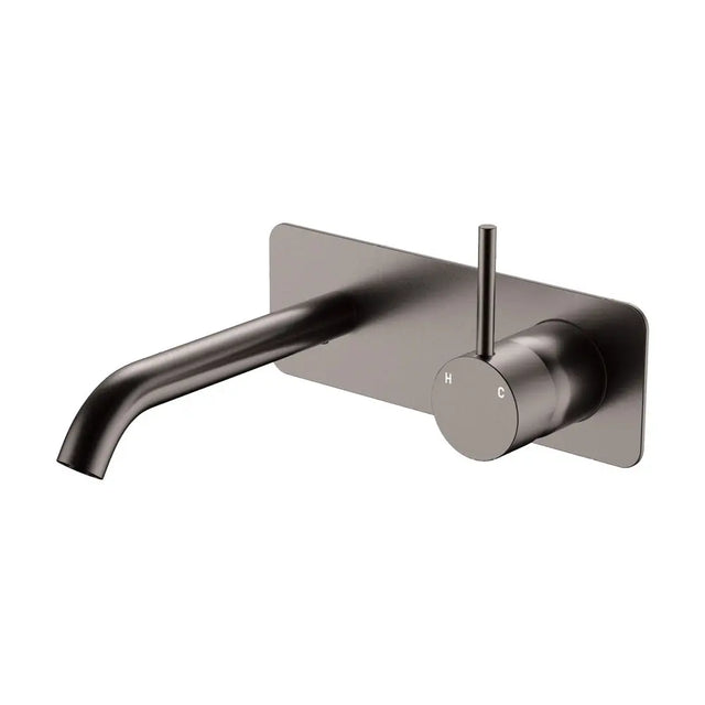 Kaya Up Basin/Bath Wall Mixer Set, Rectangular Plate, 160mm Outlet, Gun Metal fienza