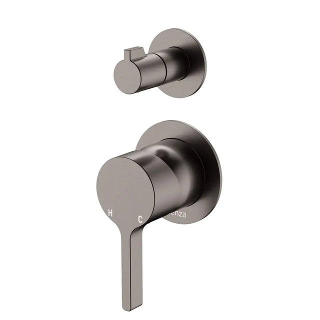 Sansa Wall Diverter Mixer, Small Round Plates, Gun Metal fienza