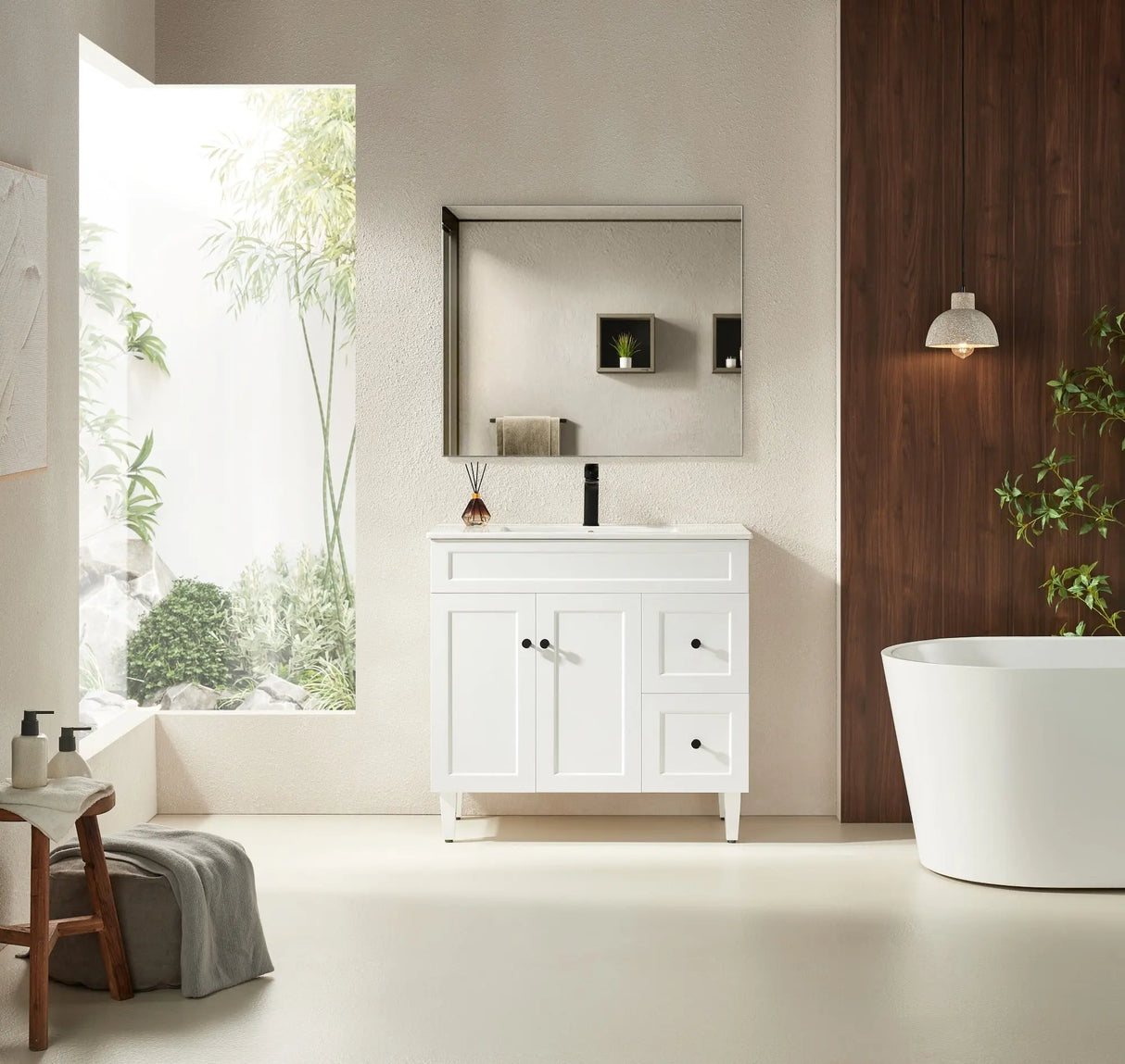 Harrington Freestanding PVC Vanity 900mm (Matte White) Poseidon